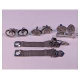 Silver-Tone Cufflinks & Mesh Wrap Link Lot