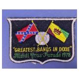 1978 Mardi Gras Parade Dixie Bands Souvenir Patch