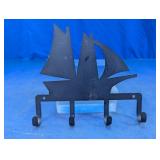Metal Sailboat Wall Key Rack with 4 Hooks