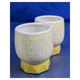 Ceramic Planter Pot Set Yellow White