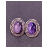 925 Sterling Silver Navajo Sugilite Earrings