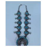 Beautiful Silver Tone Squash Blossom Necklace