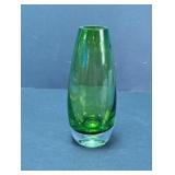 Vintage Green Art Glass Bud Vase