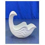White Milk Glass Bird Planter Bowl