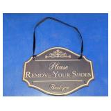 Metal "Remove Your Shoes" Wall Sign