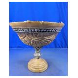 Ornate Carved Wood Pedestal Bowl Compote