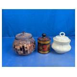 Assorted Lidded Jars, Mosaic & Ceramic