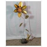 Large Brutalist Brass Sunflower Metal Sculpture