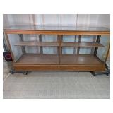 Large Wood Frame Lighted Retail Showcase Counter