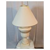 Vintage Crackle Urn Table Lamp w/Fabric Shade