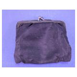 Black Fabric Coin Purse with Clasp Closure