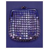 Blue Metal Mesh Kiss Lock Coin Purse