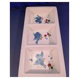 Bird Floral 3-Section Serving Tray