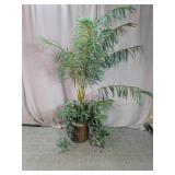 Faux Potted Palm and Ivy Floor Plant Arrangement