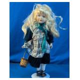 Blonde Porcelain Doll With Basket