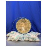Easter Bamboo Basket & Bunny Egg Lot