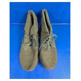 Brockello's Olive Green Faux Suede Booties