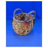Decorative Woven Basket with Leaf Accents