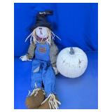 Fall Scarecrow Doll & White Pumpkin Dï¿½cor
