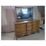 Vintage Wooden Dresser with Attached Mirror