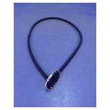 Blue Stretch Belt with Ornate Oval Buckle