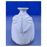 Studio Pottery White Leaf Accent Bud Vase