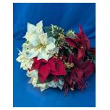 Faux Christmas Poinsettia & Berry Picks Lot