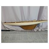 Handcrafted Wooden Sailboat Hull Model