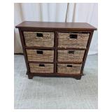 Wooden 6-Basket Storage Organizer Chest