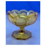 Amber Glass Coin Compote Bowl