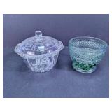 Pressed Glass Covered Dish and Bowl