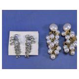 Rhinestone & Faux Pearl Clip-On Earrings Lot