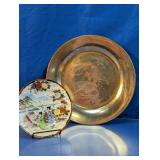 Vintage Decorative Plates w/Wire Stand Trio