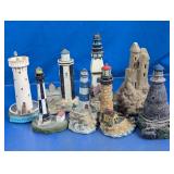 Vintage Lighthouse & Sandcastle Figurines Lot