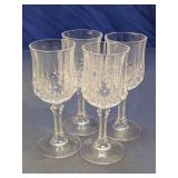 Vintage Style Crystal Cut Wine Glasses Lot