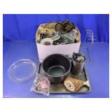 Assorted Kitchenware, Glassware, and Household