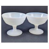Milk Glass Ribbed Footed Bowls