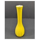 Yellow Ribbed Ceramic Bud Vase