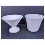 Milk Glass Bowl & Vase Set