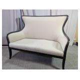 Vtg. Distressed Wood Wingback Settee Loveseat