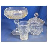 Vintage Style Clear Pressed Glass Trio