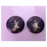 Vintage 925 Siam Niello Earrings