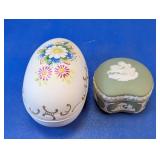 Wedgwood Sage Green Trinket Box & Lefton Egg Box