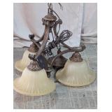 3-Light Scroll Chandelier w/ Frosted Glass Shades