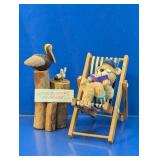 Vintage St. Augustine Pelican & Reading Bear Duo