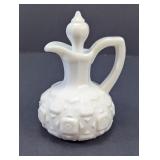White Milk Glass Cruet Bottle with Stopper