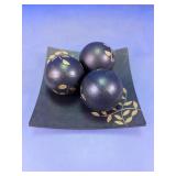 Decorative Wood Bowl Filler Balls w/Tray Set