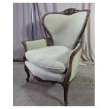 Vtg. Louis XV Style Carved Wingback Bergï¿½re Chair
