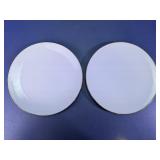 White Glass Plates with Gold Trim