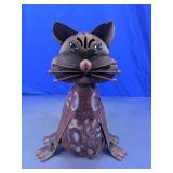 Light Up Solar Cat Metal Garden Statue